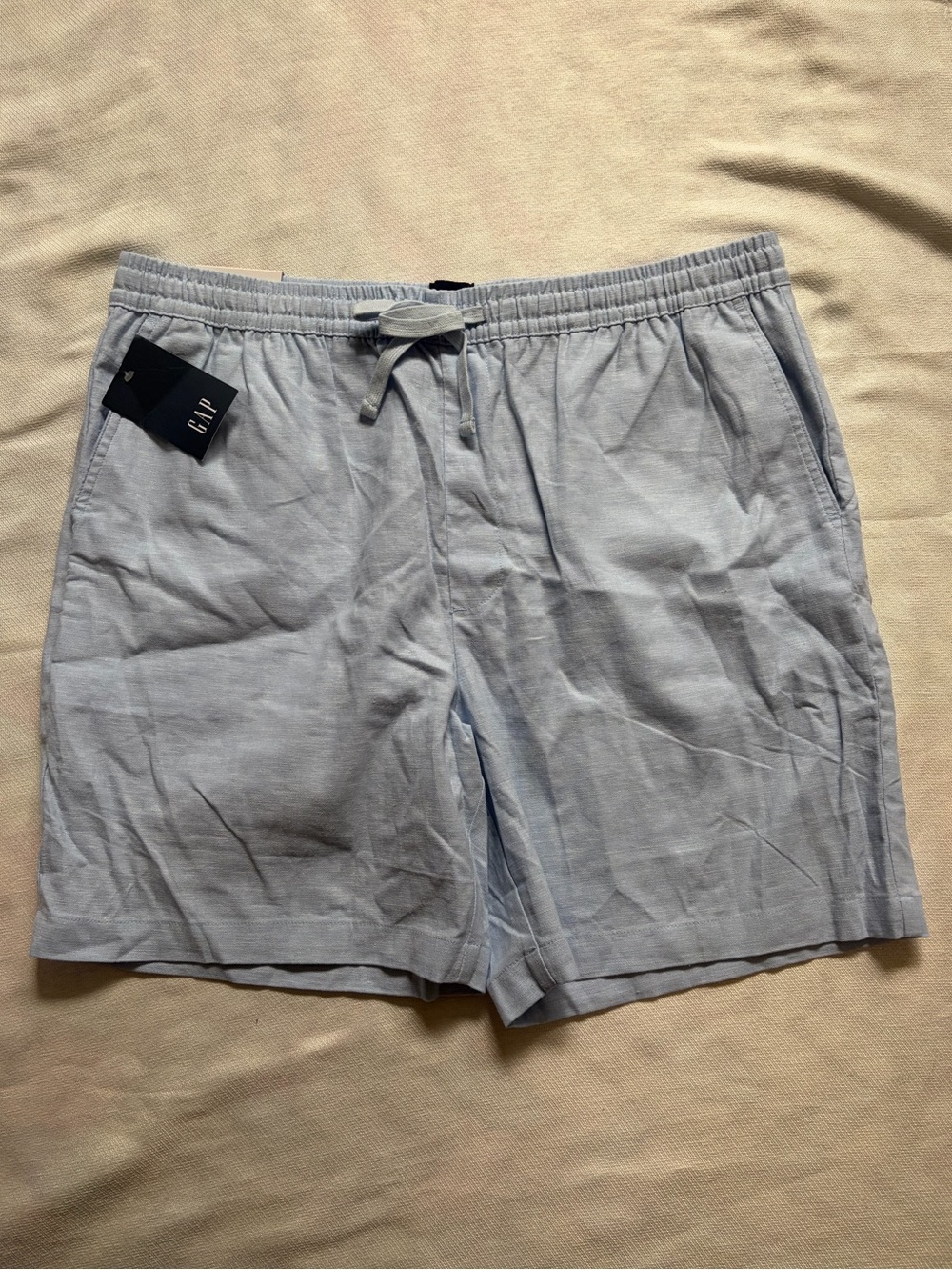 Gap Men’s Pull-On Linen Shorts XL Light Blue NWT